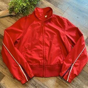 VINTAGE TOMMY HILFIGER Red Full Zip Windbreaker, Made in Hong Kong, Size Large